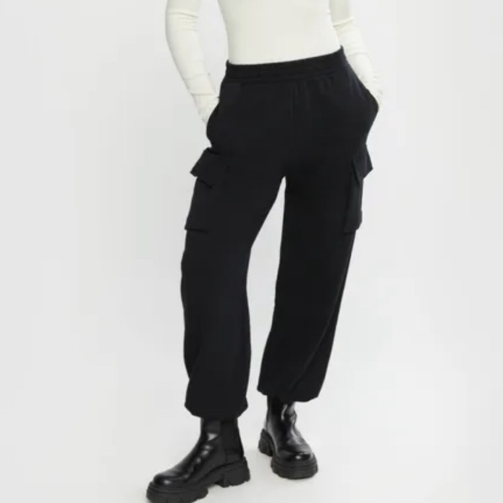 Oak + Fort oversized sweatpant cargo jogger black size medium